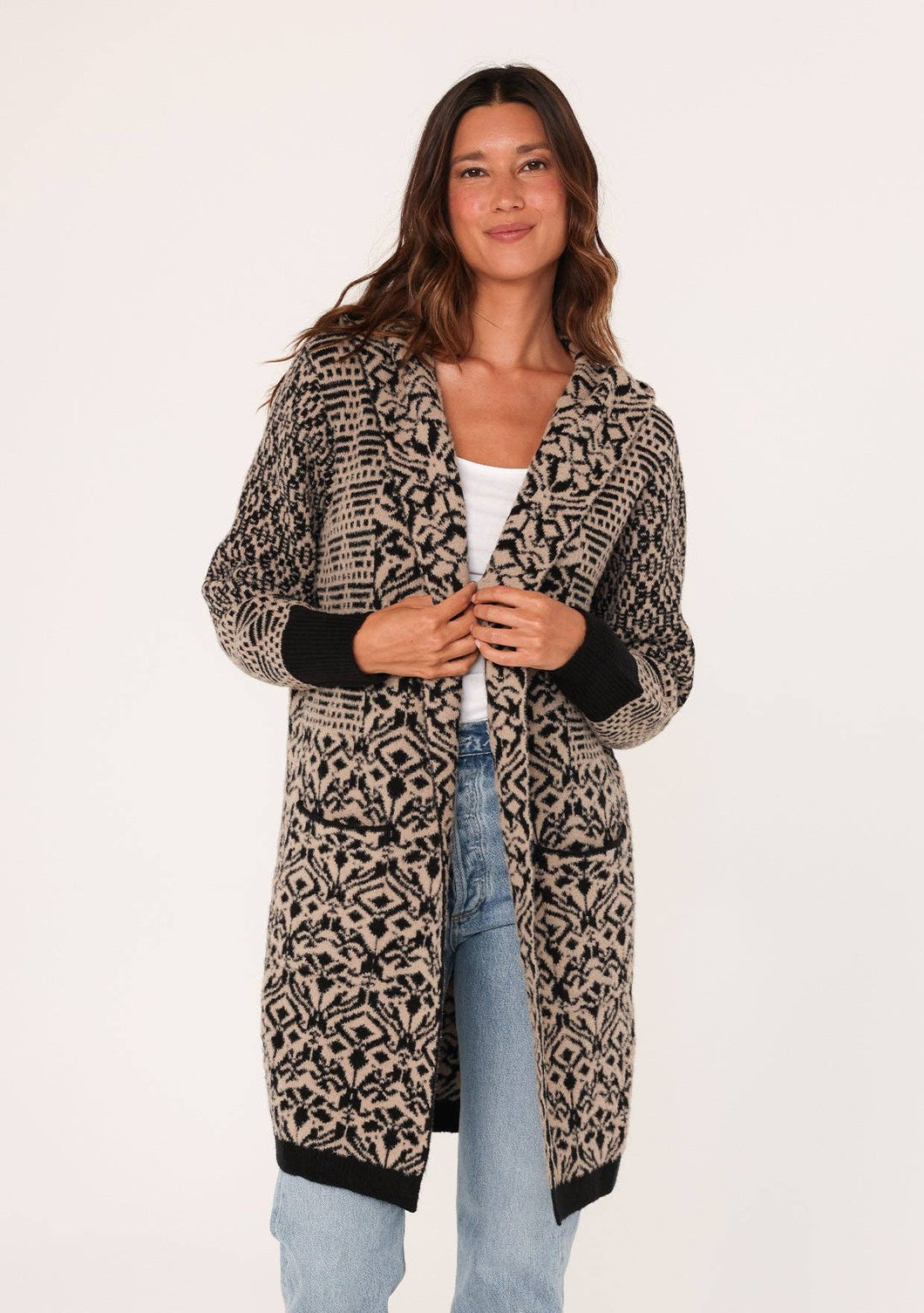 Patchwork Hooded Cardigan