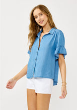 Load image into Gallery viewer, Ruffle Sleeve Tencel Top
