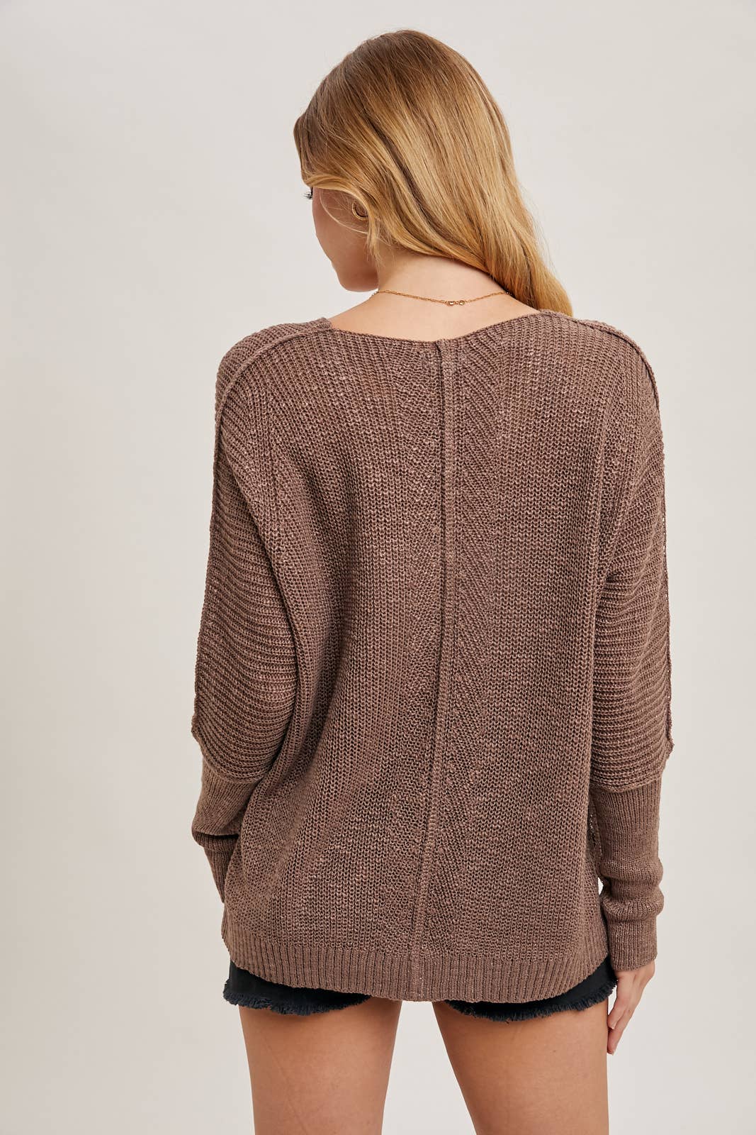 Sheer Loose Fit V-Neck Knit Sweater Pullover
