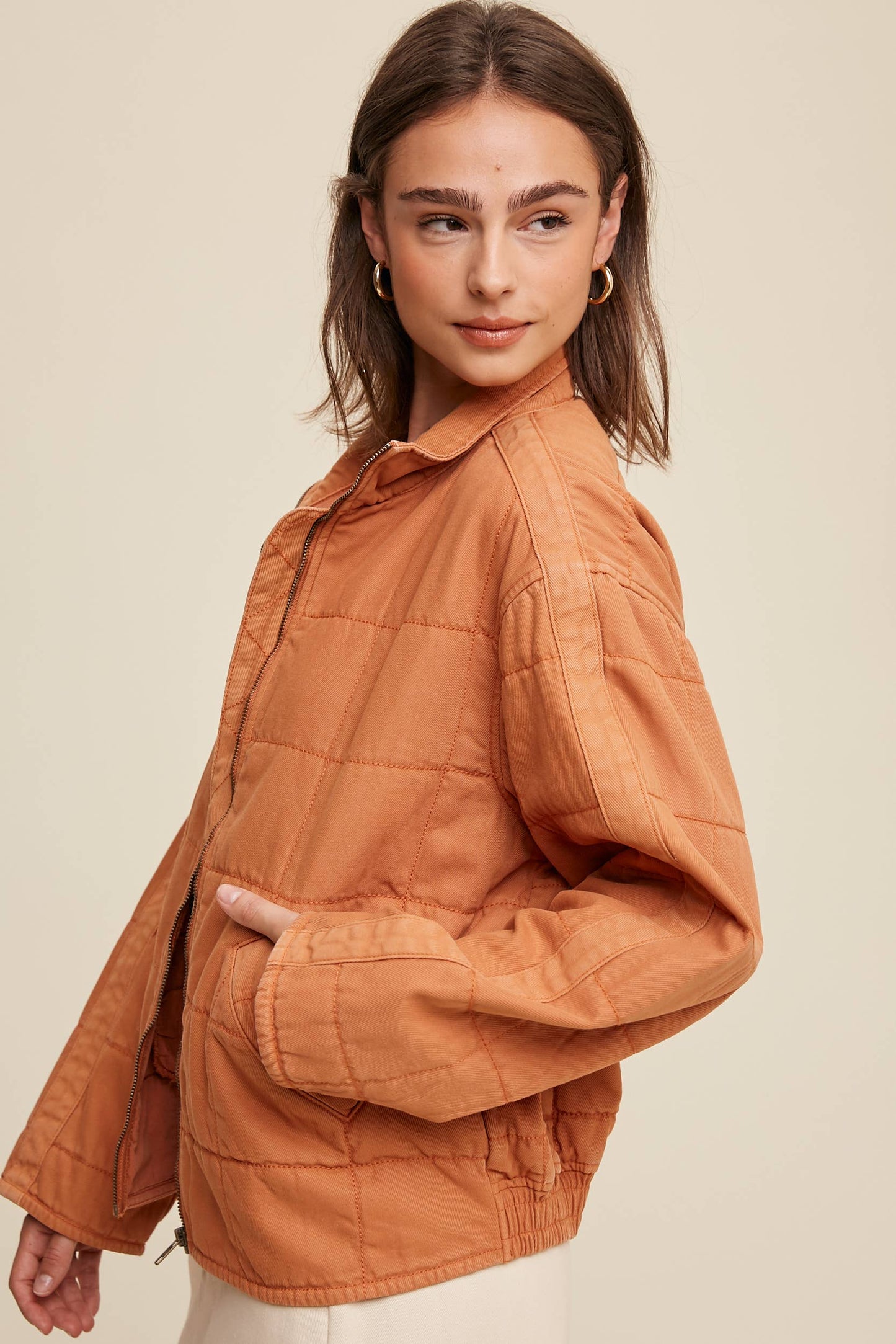 Quilted Cotton Zip Jacket