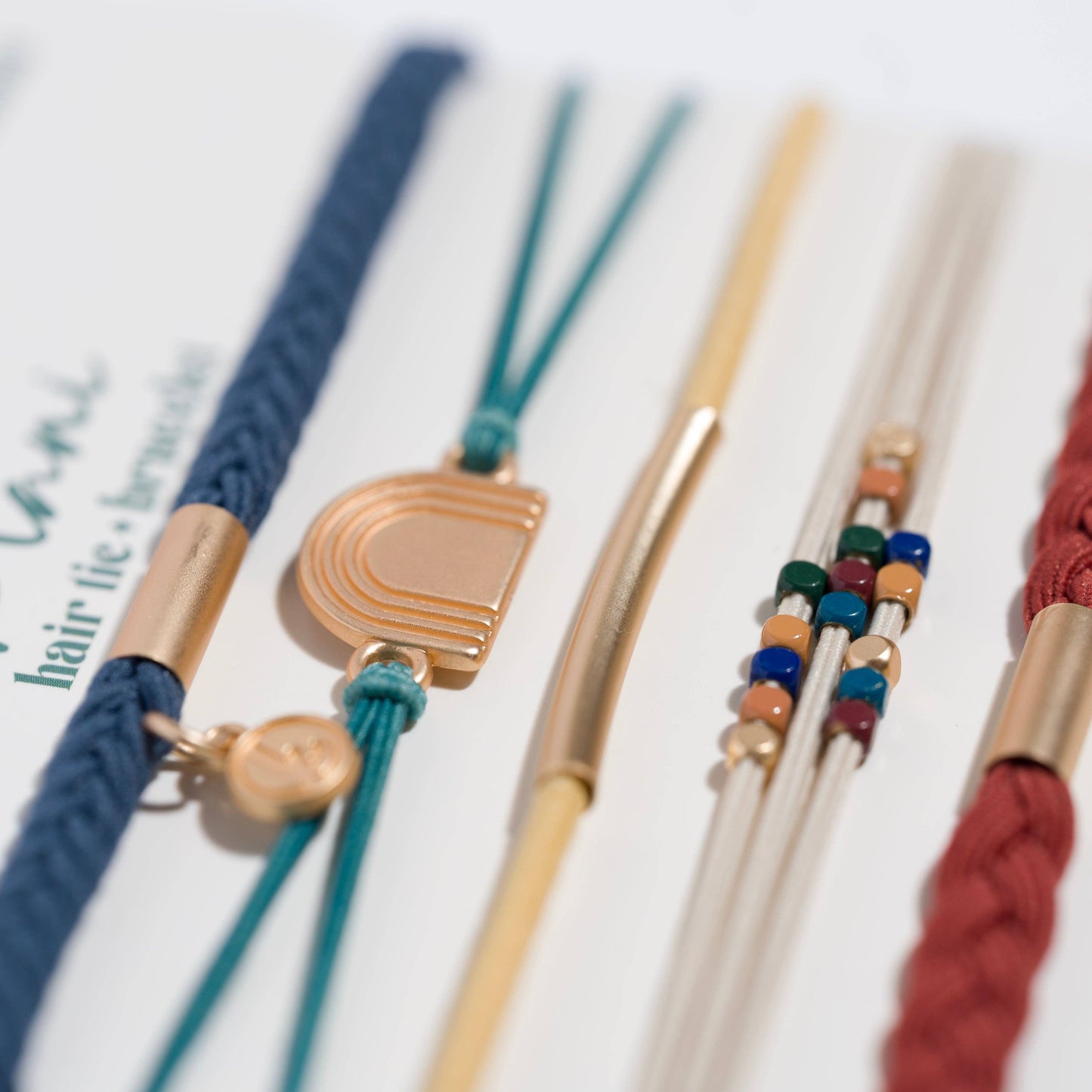 "Imagine" Gold Rainbow Themed Hair Tie Bracelets 