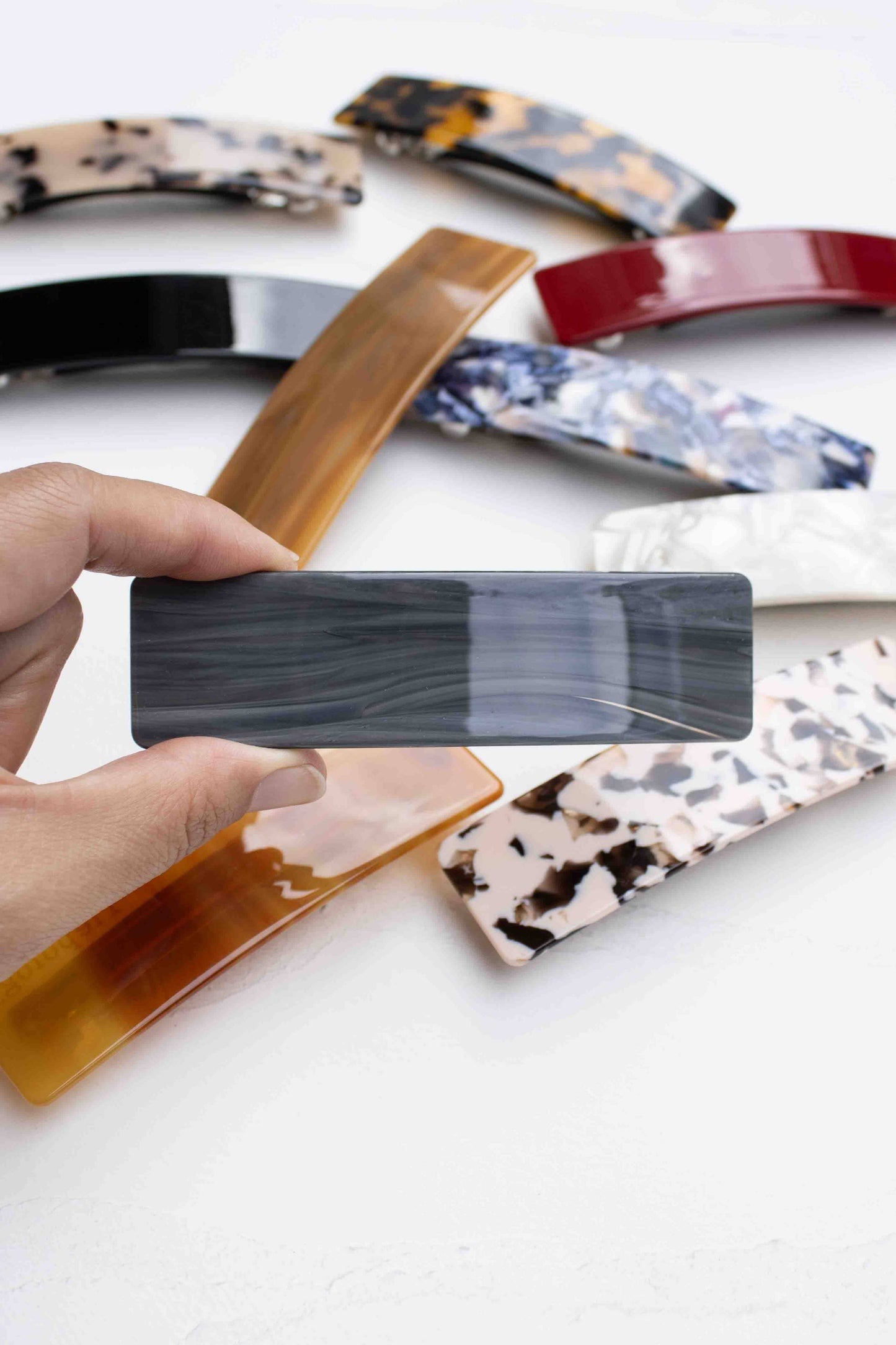 Classic Rectangular Cellulose Acetate Hair Barrettes