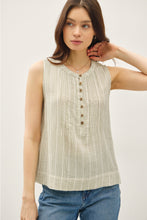 Load image into Gallery viewer, Sage Striped Gauze Tank
