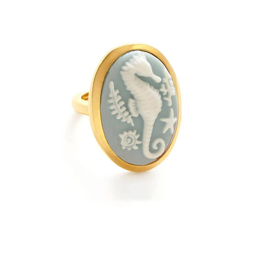 Seahorse Vintage Cameo Ring 