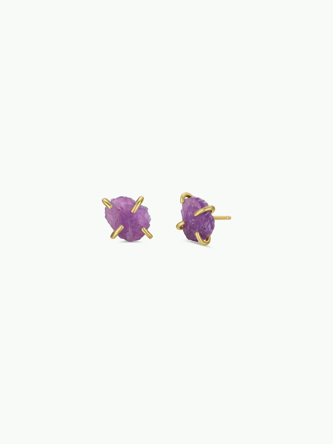Gemstone Prong - Amethyst - Gold Earrings