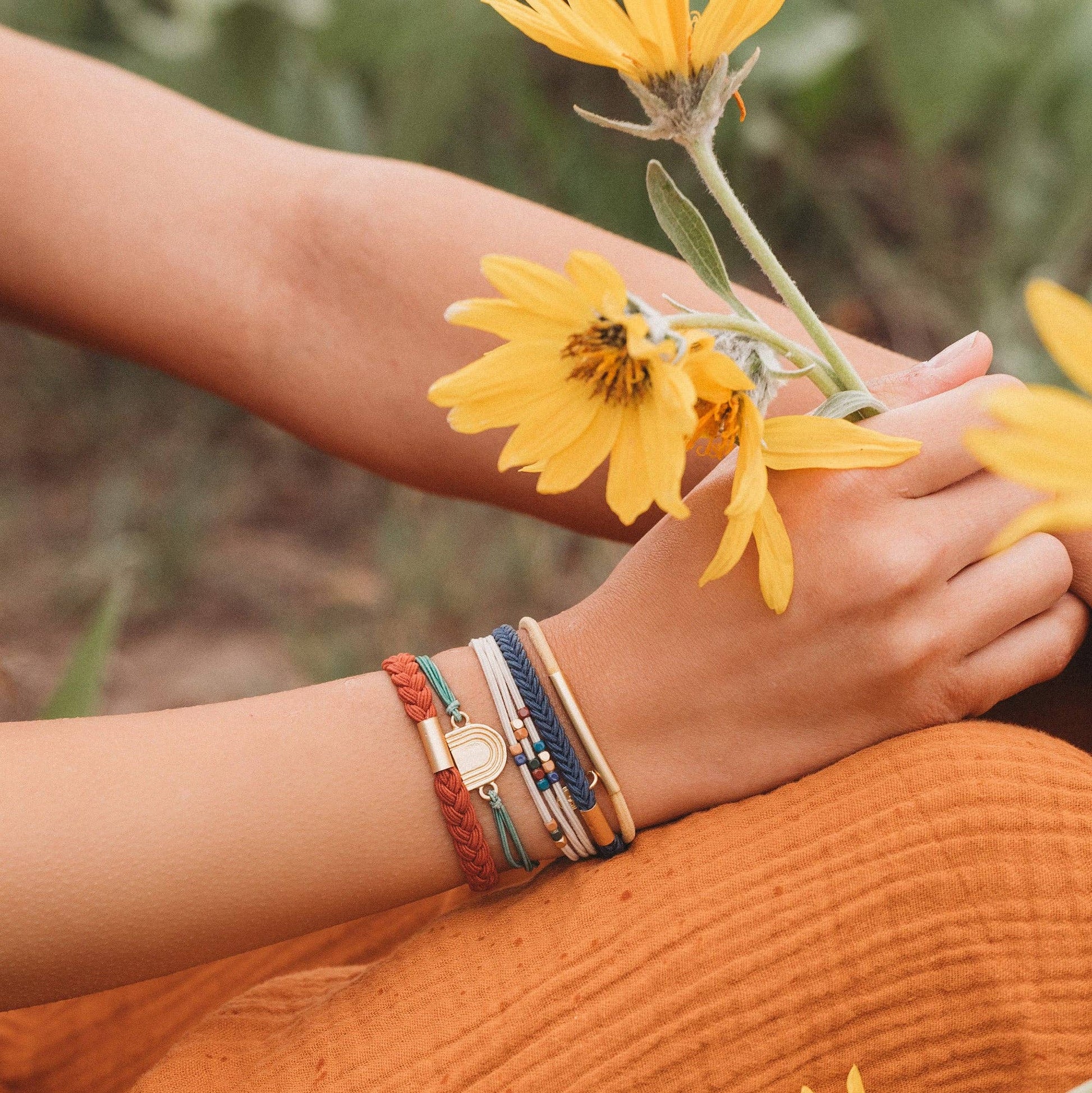 "Imagine" Gold Rainbow Themed Hair Tie Bracelets 