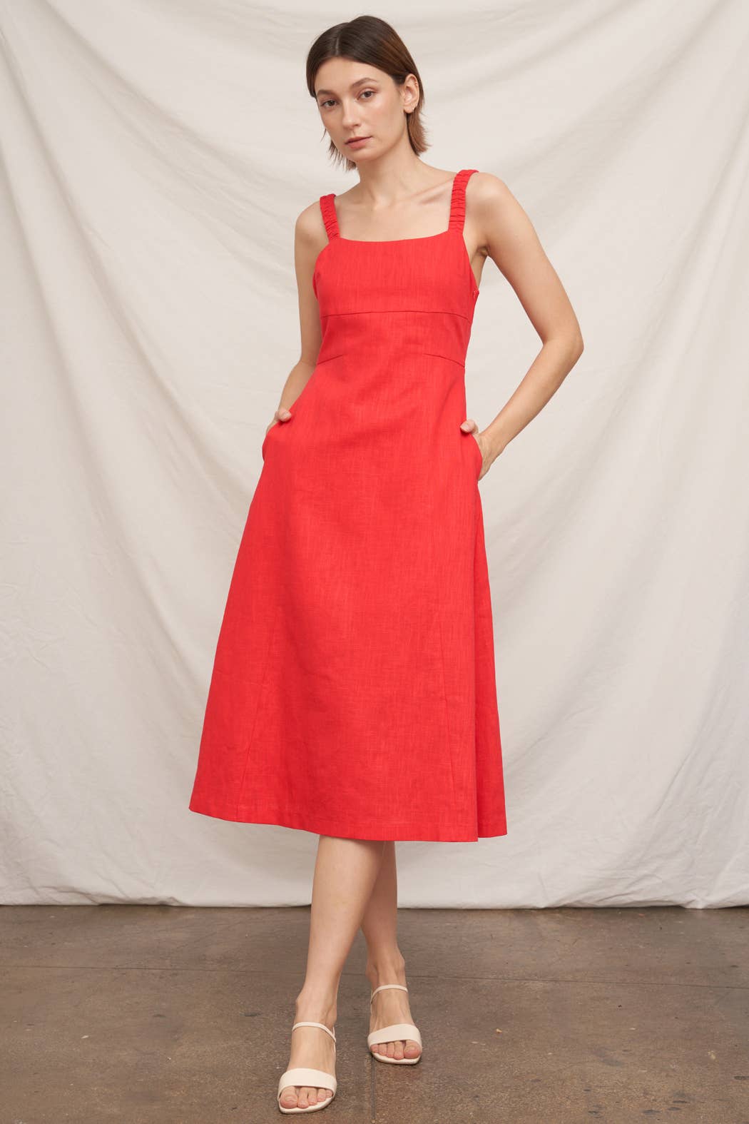 Sleeveless Open-Back Midi Dress