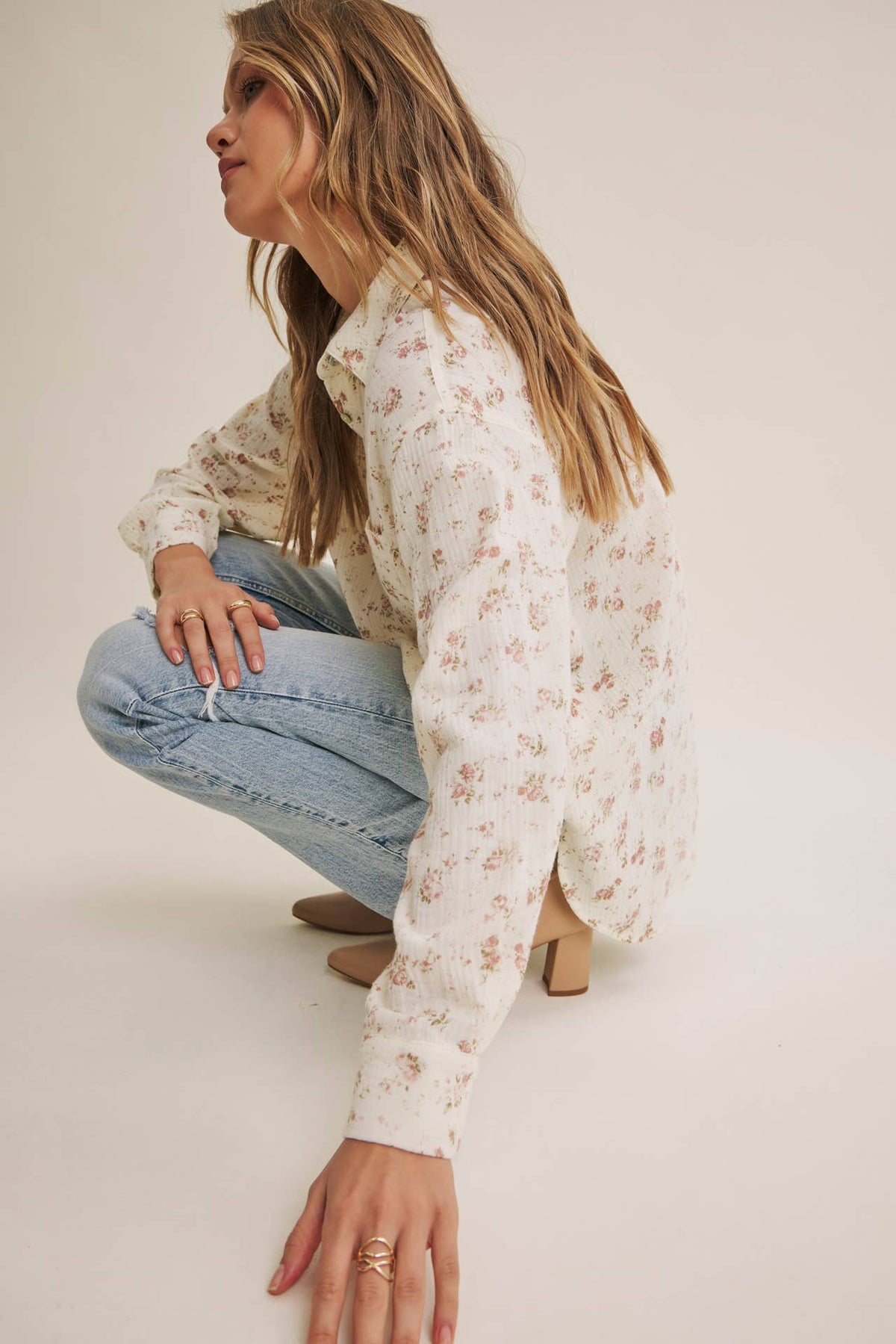 Floral Cotton Gauze Relaxed Fit Shirt