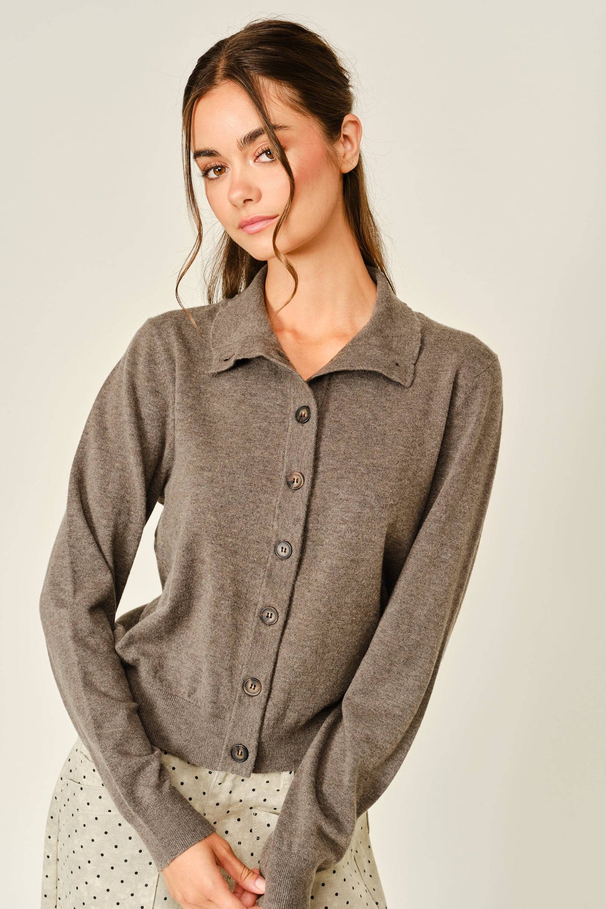 Cashmere Mix Collared Cardigan