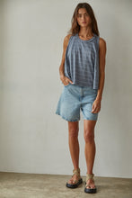 Load image into Gallery viewer, Blue Striped Round Neck Tank By Together

