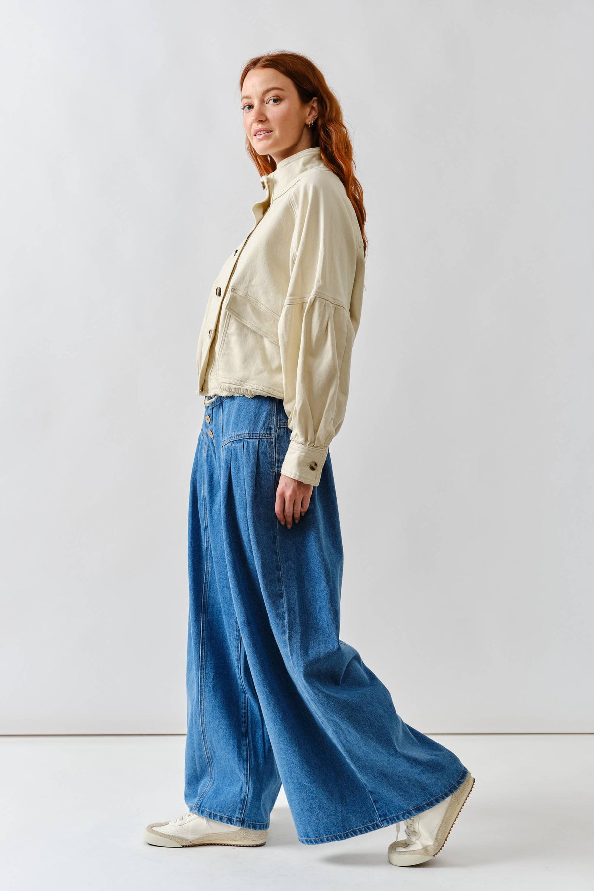 Balloon Sleeve Twill Jacket
