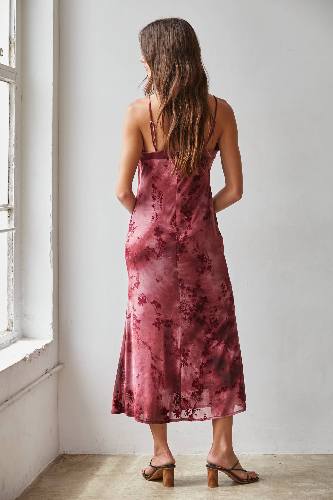 Woven Floral Print Square Neck Sleeveless Midi