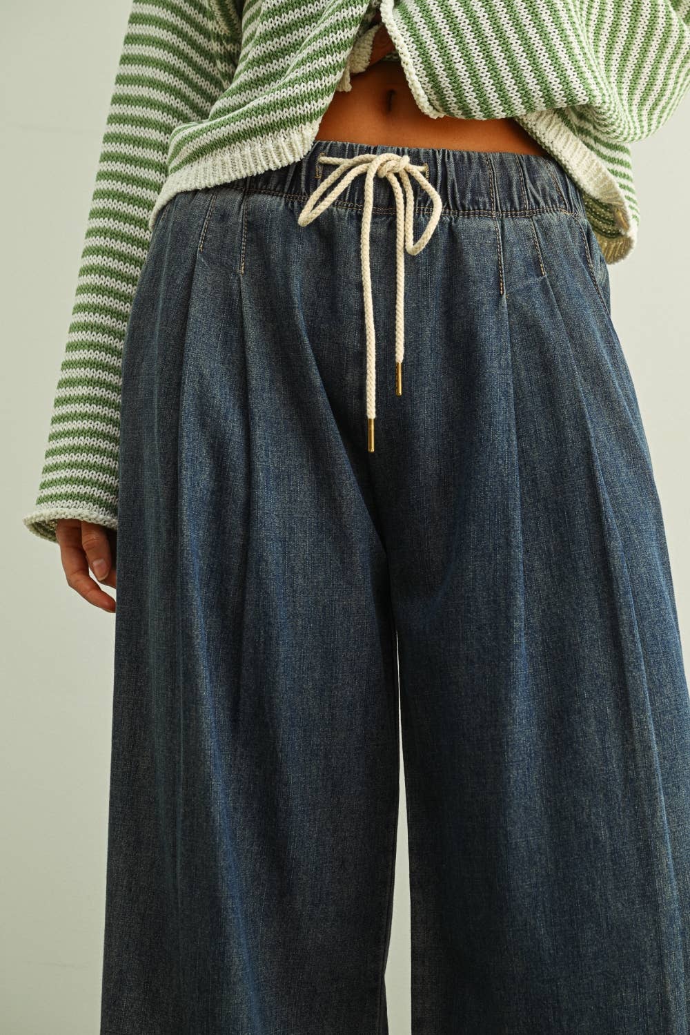 Dark Chambray WIde Leg Pants 