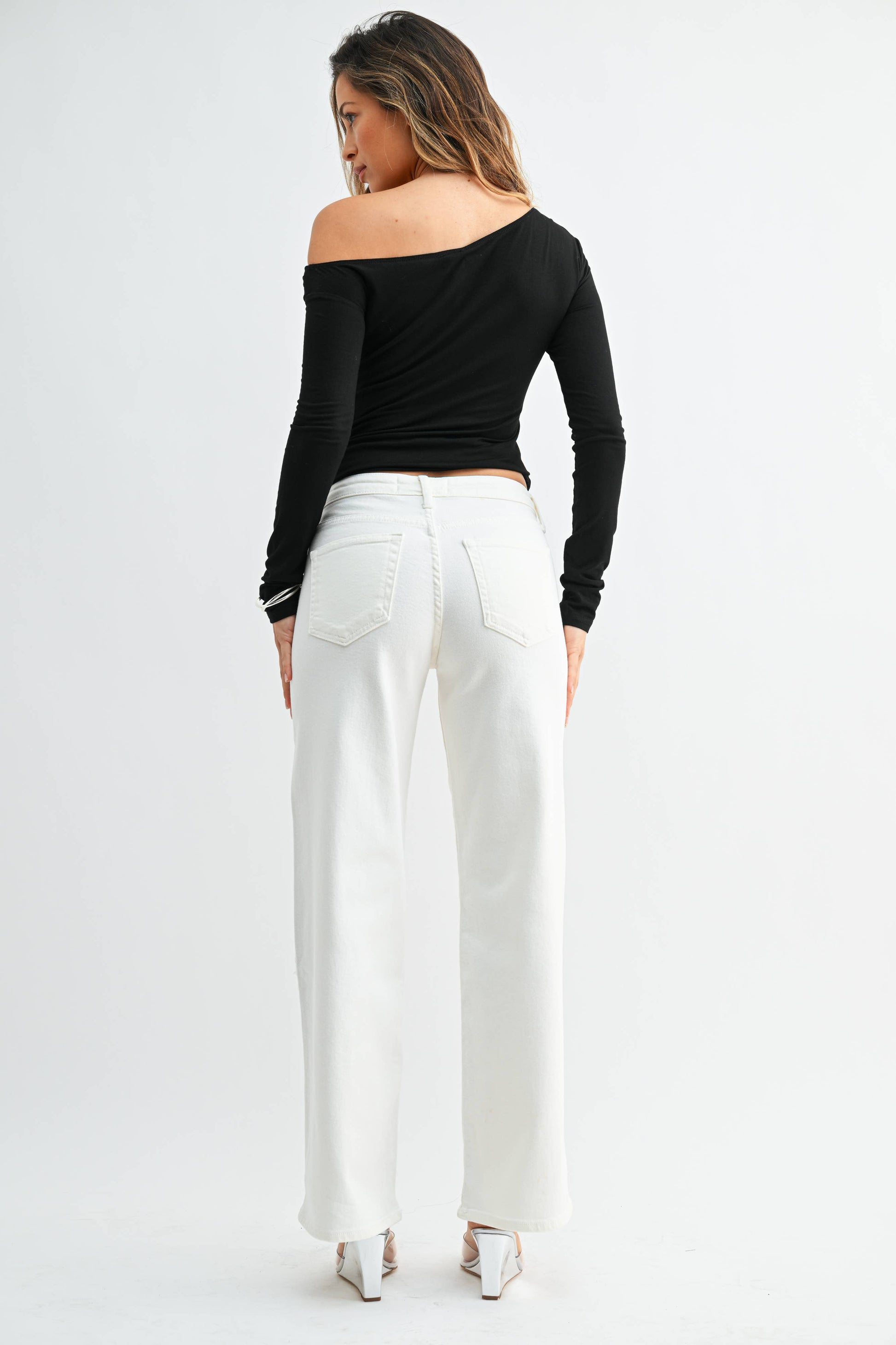 Julia-Wide Leg Denim Jeans Off White 