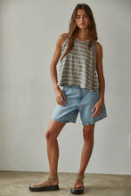 Load image into Gallery viewer, Black Striped Round Neck Tank By Together
