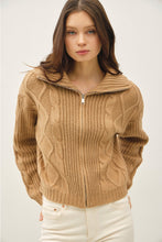 Load image into Gallery viewer, Cable Knit Zip Up Sweater
