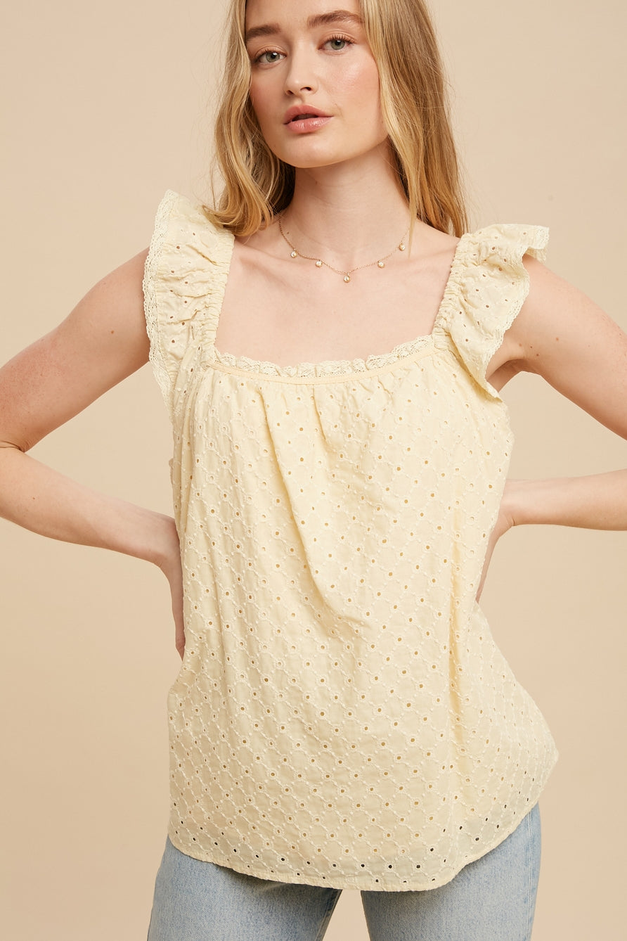 Buttercream Flutter Sleeve Tank