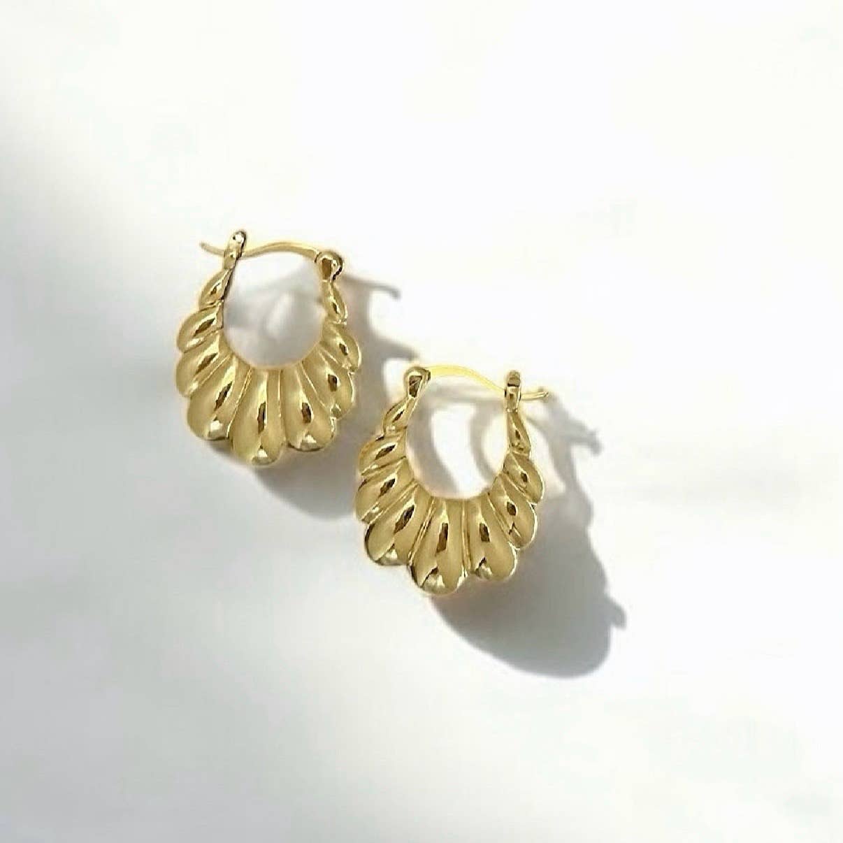 Radiant Puffy Croissant Hoops Earrings Gold Filled