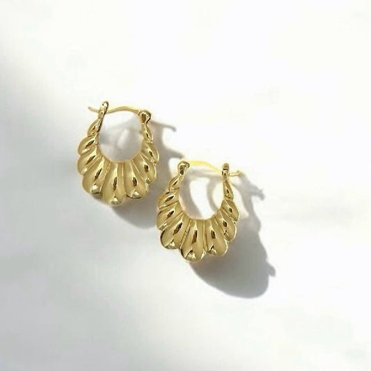 Radiant Puffy Croissant Hoops Earrings Gold Filled