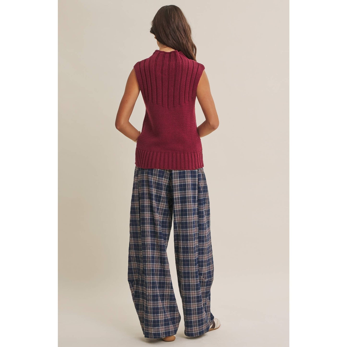 Burgandy Mock Neck Sweater Top