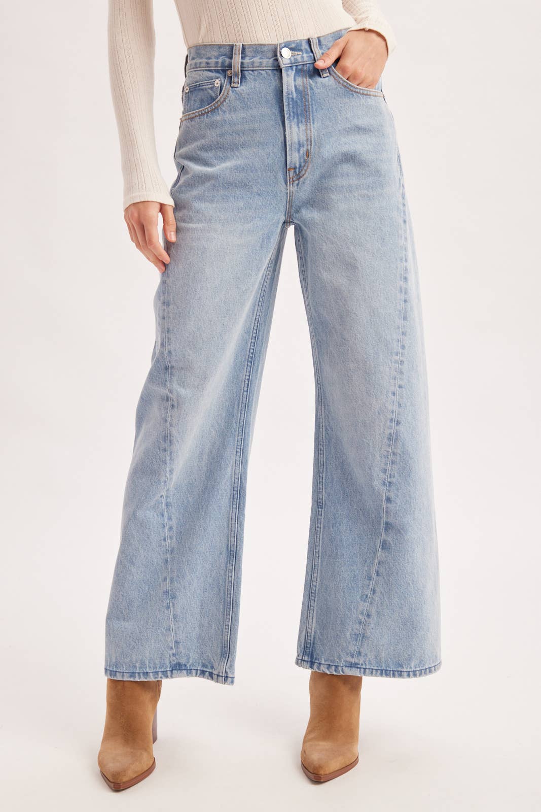 Vintage Wash High Waisted Wide Leg Jeans