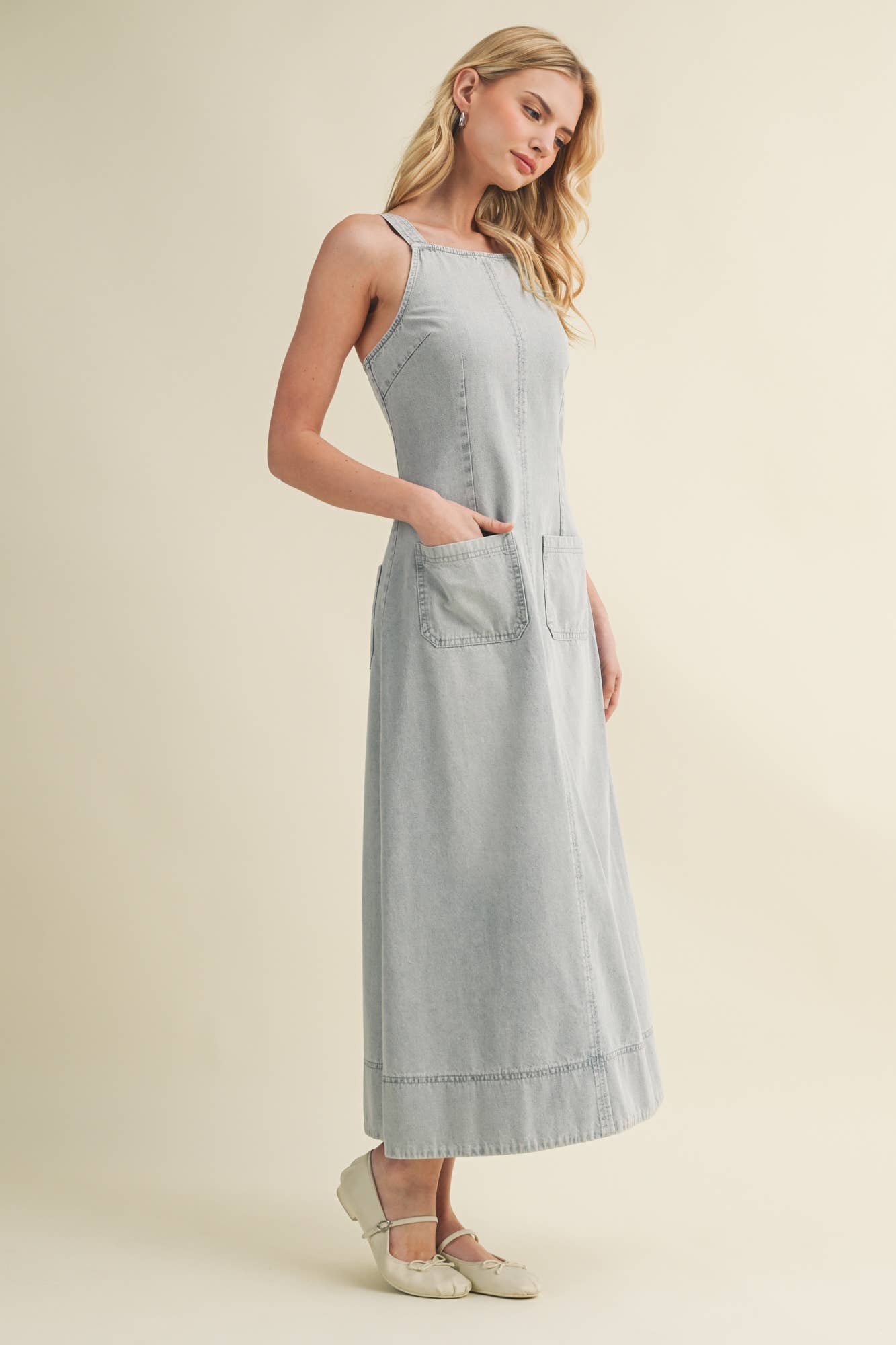 Structured Apron Neck A-Line Dress