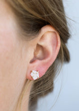 Load image into Gallery viewer, Druzy Prong - White - Gold Earrings
