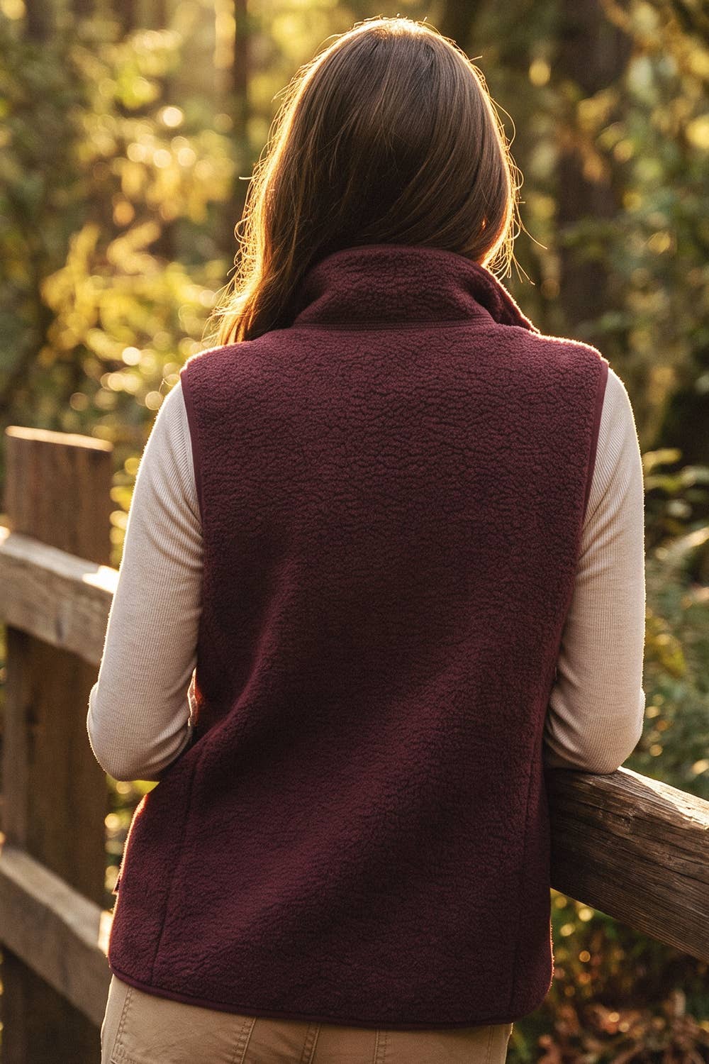 Sherpa Fleece Zipper Front Opening Mock Neck Vest