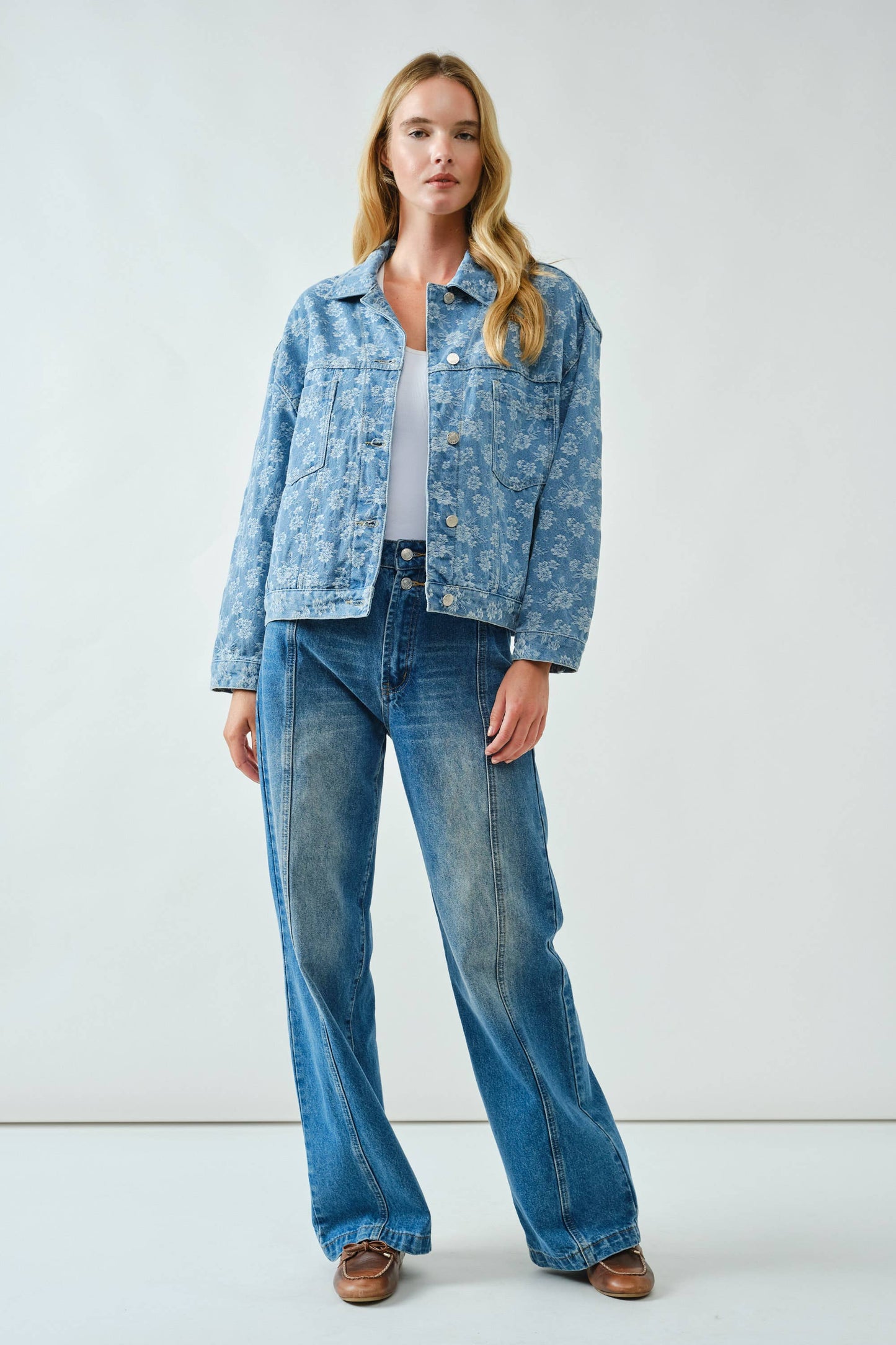 Denim Jacket with Floral Detail