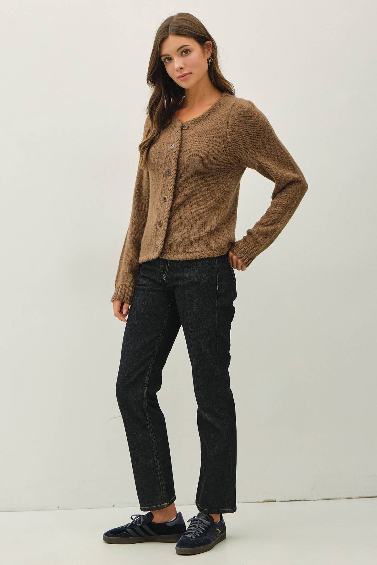 Braided Edge Wool Blend Sweater