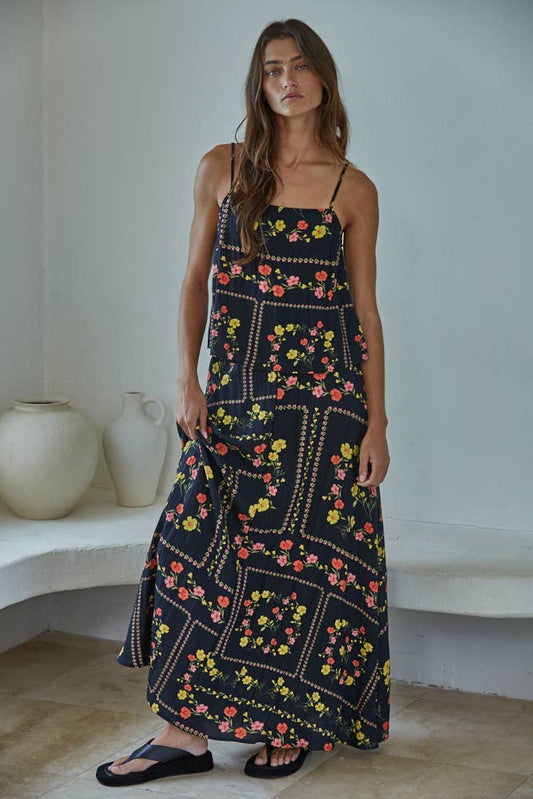 Woven Rayon Spandex Floral Print Tube Neck Top