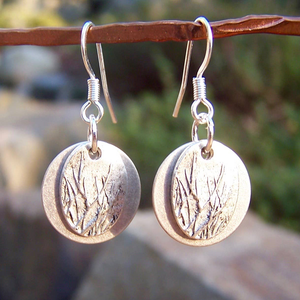 Fairy Garden Charm Earrings: Antique Gold Berry Leaf
