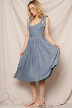 Load image into Gallery viewer, Shoulder Tie Denim Midi Dress
