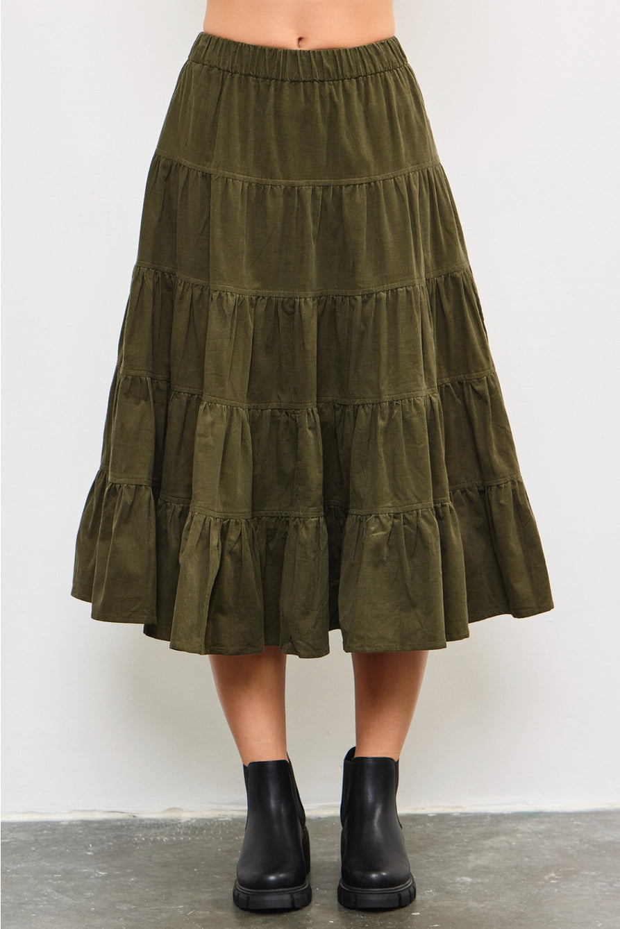 Olive Green Corduroy Skirt
