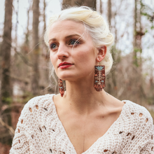 Load image into Gallery viewer, Beaded Handwoven Vintage Flower Fringe Earrings
