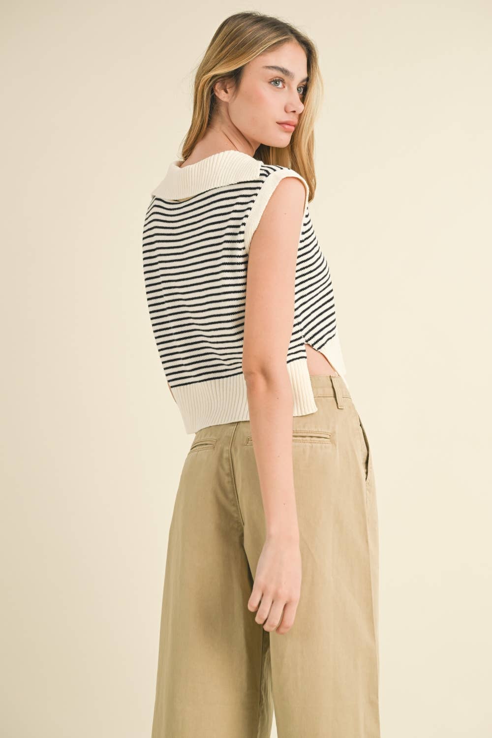 Striped V-Neck Sweater Tank 