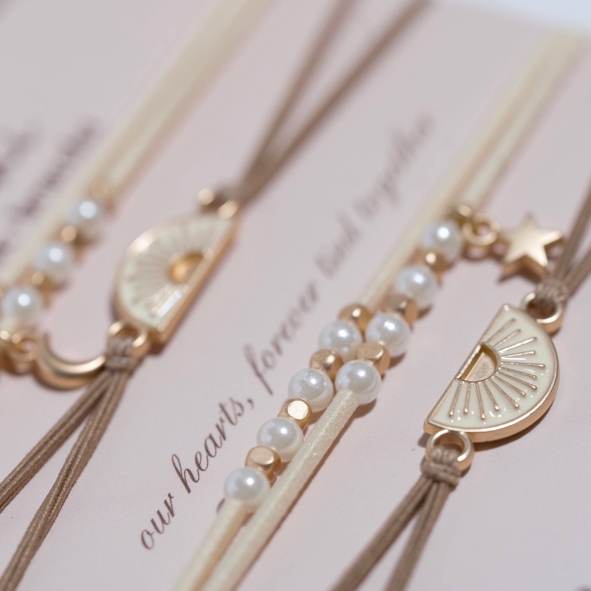 "Forever Friends" Nutral Sun Friendship Hair Tie Bracelets 