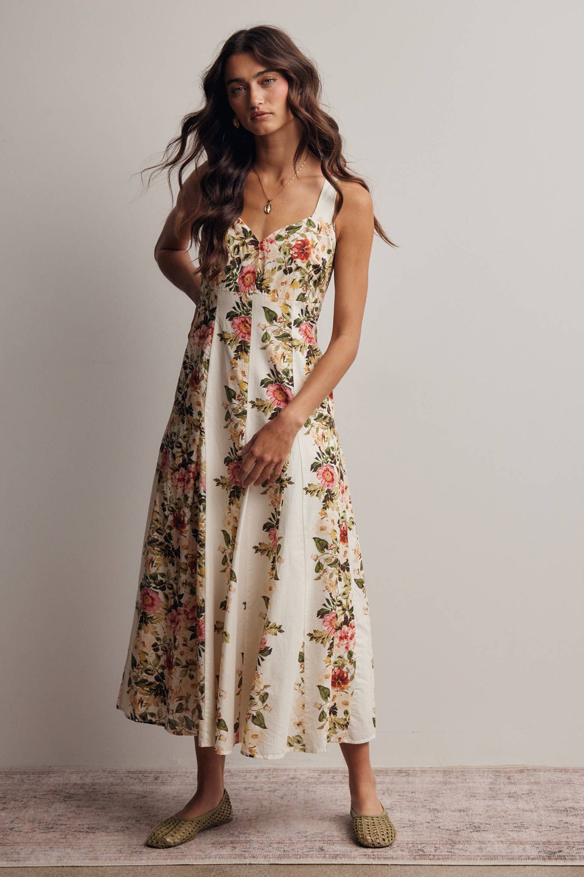 Floral Panel Midi Dress
