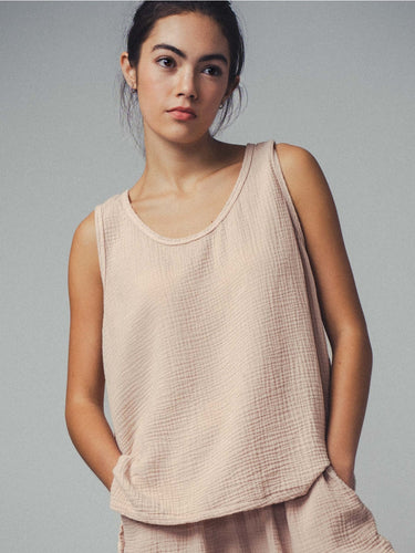 Taupe Double Gauze Tank Urban Daizy