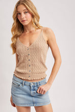 Load image into Gallery viewer, Pointelle Ruffled Knit Hem Tank
