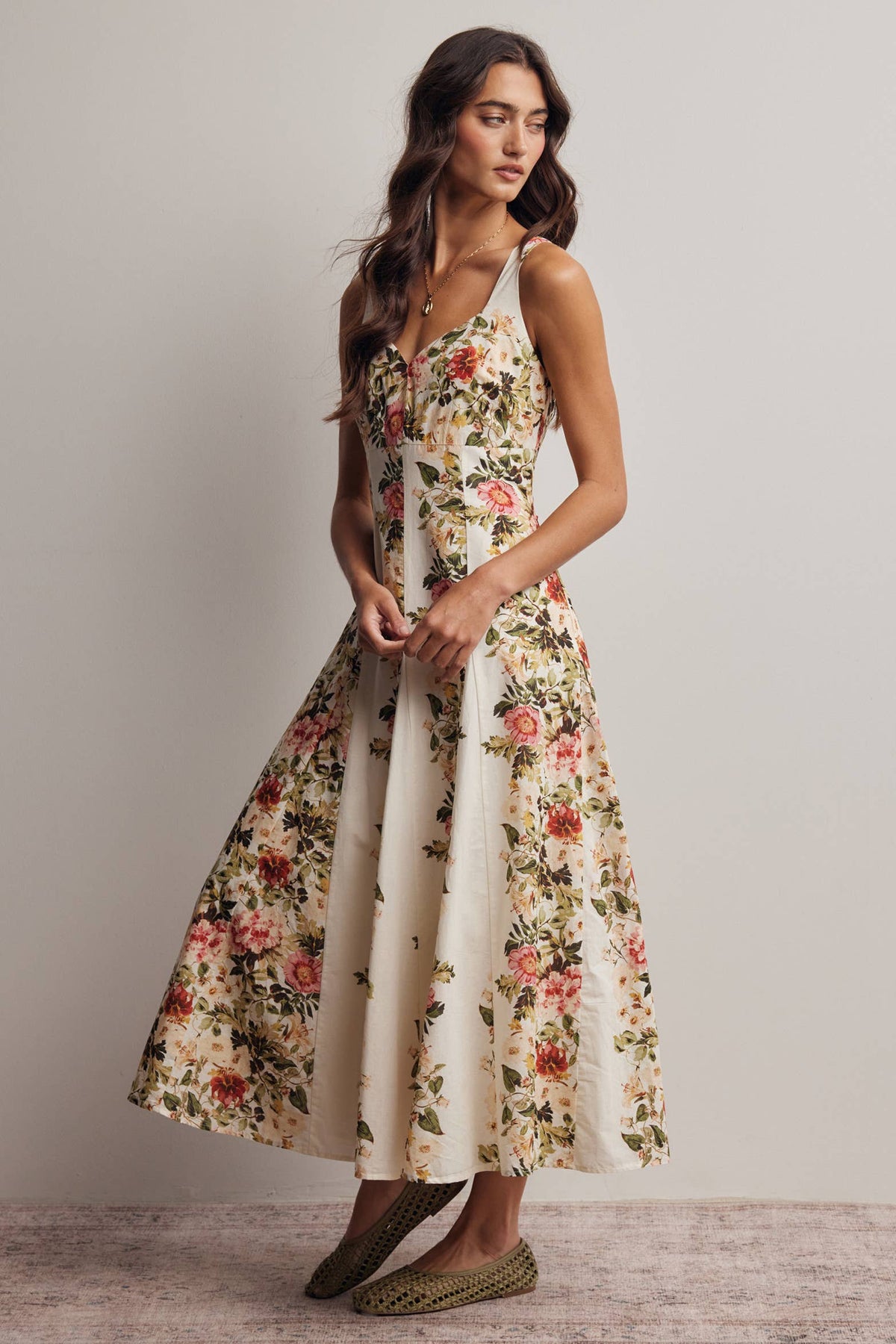 Floral Panel Midi Dress