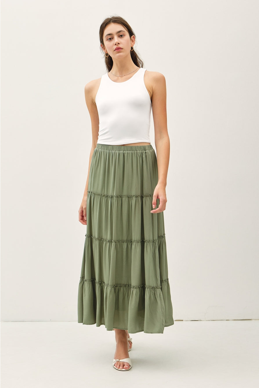 Spruce Tiered Maxi Skirt