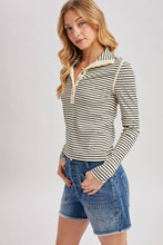 Load image into Gallery viewer, Black Striped Button Up Henley
