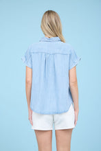 Load image into Gallery viewer, Short Sleeve Striped Chambray Top
