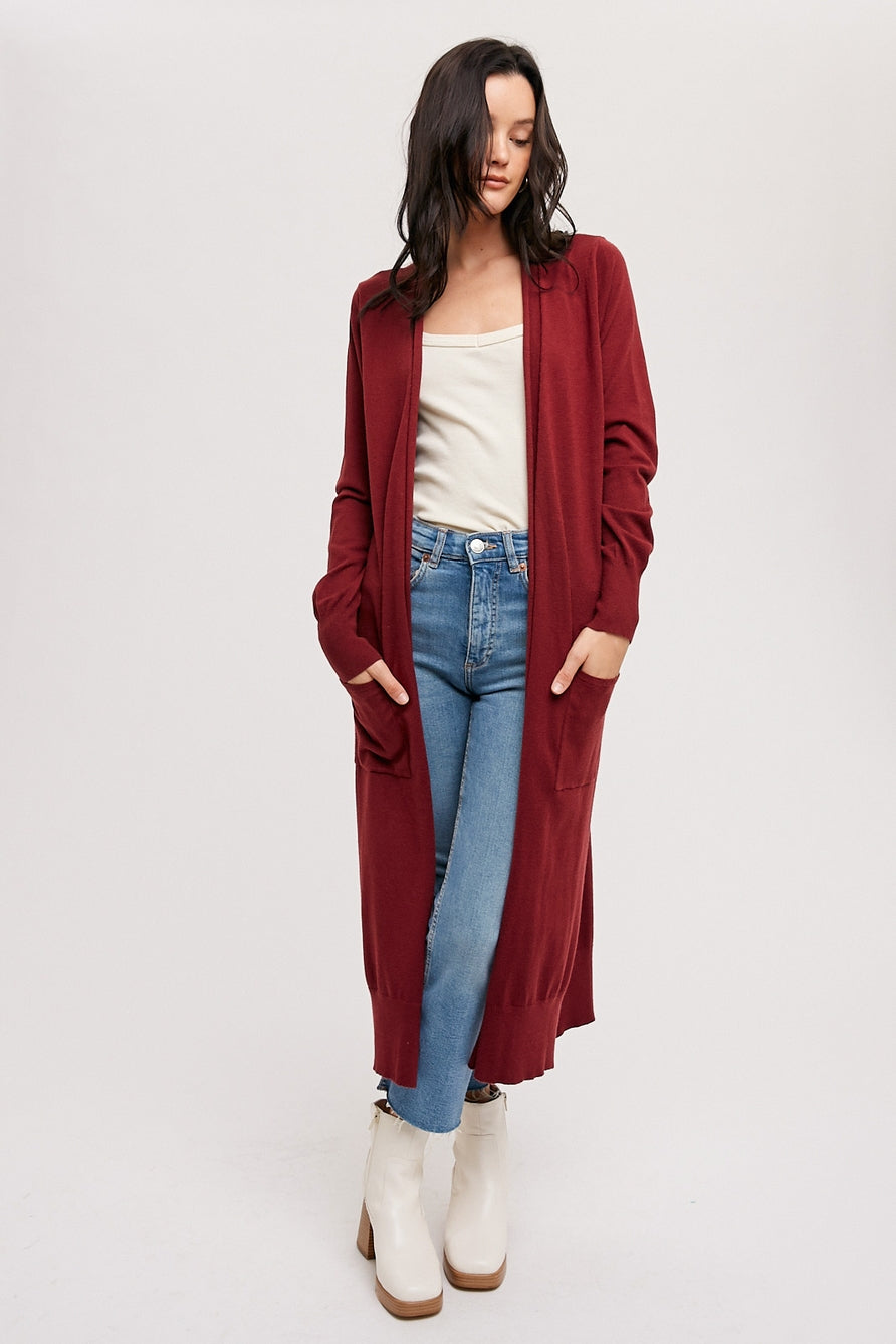 Maroon Longline Cardigan BluIvy