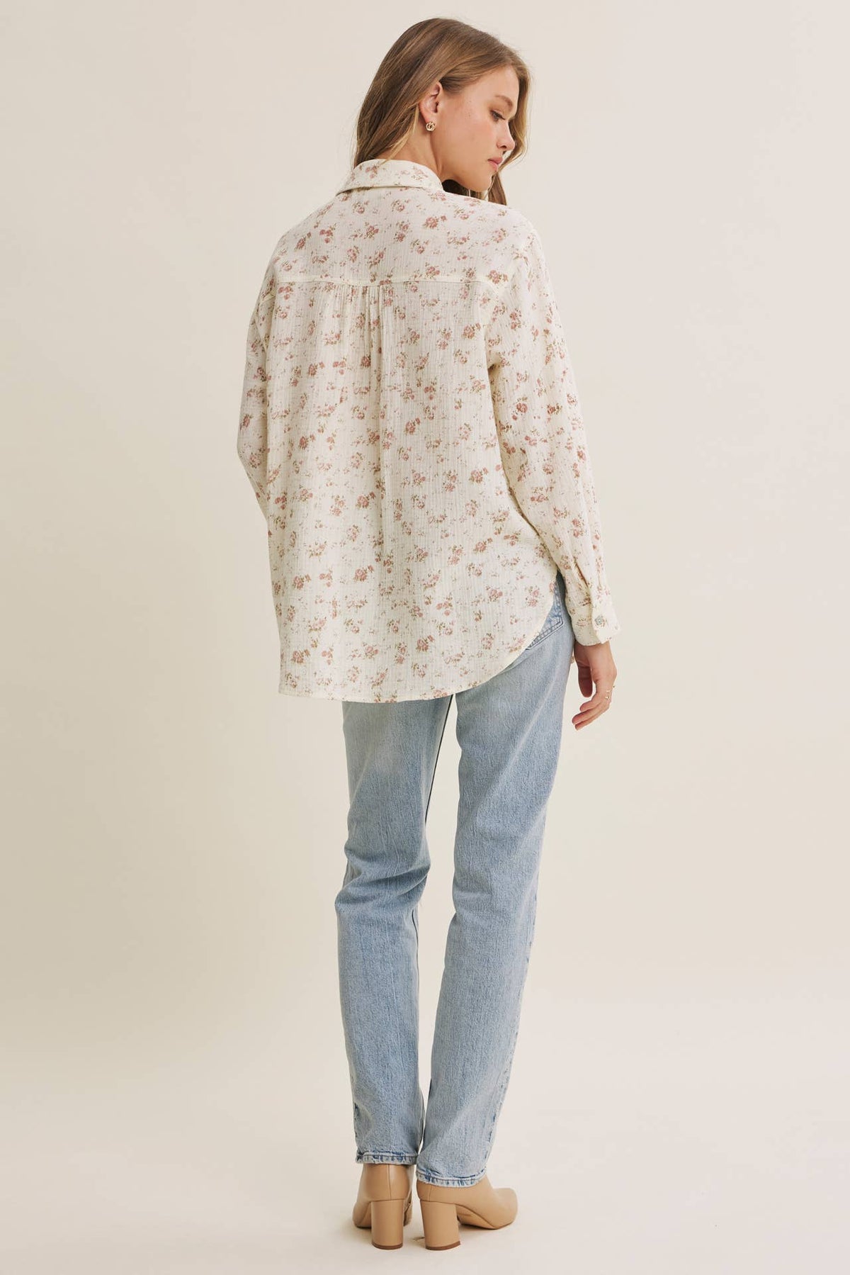 Floral Cotton Gauze Relaxed Fit Shirt