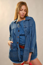 Load image into Gallery viewer, Embroidery Detailed Over Sized Denim Jacket
