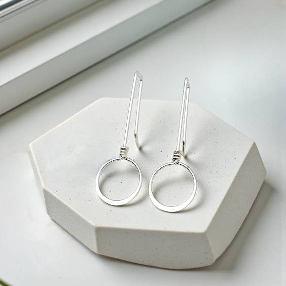 Sterling Silver Threader Hoop Earrings - Handmade Earrings 
