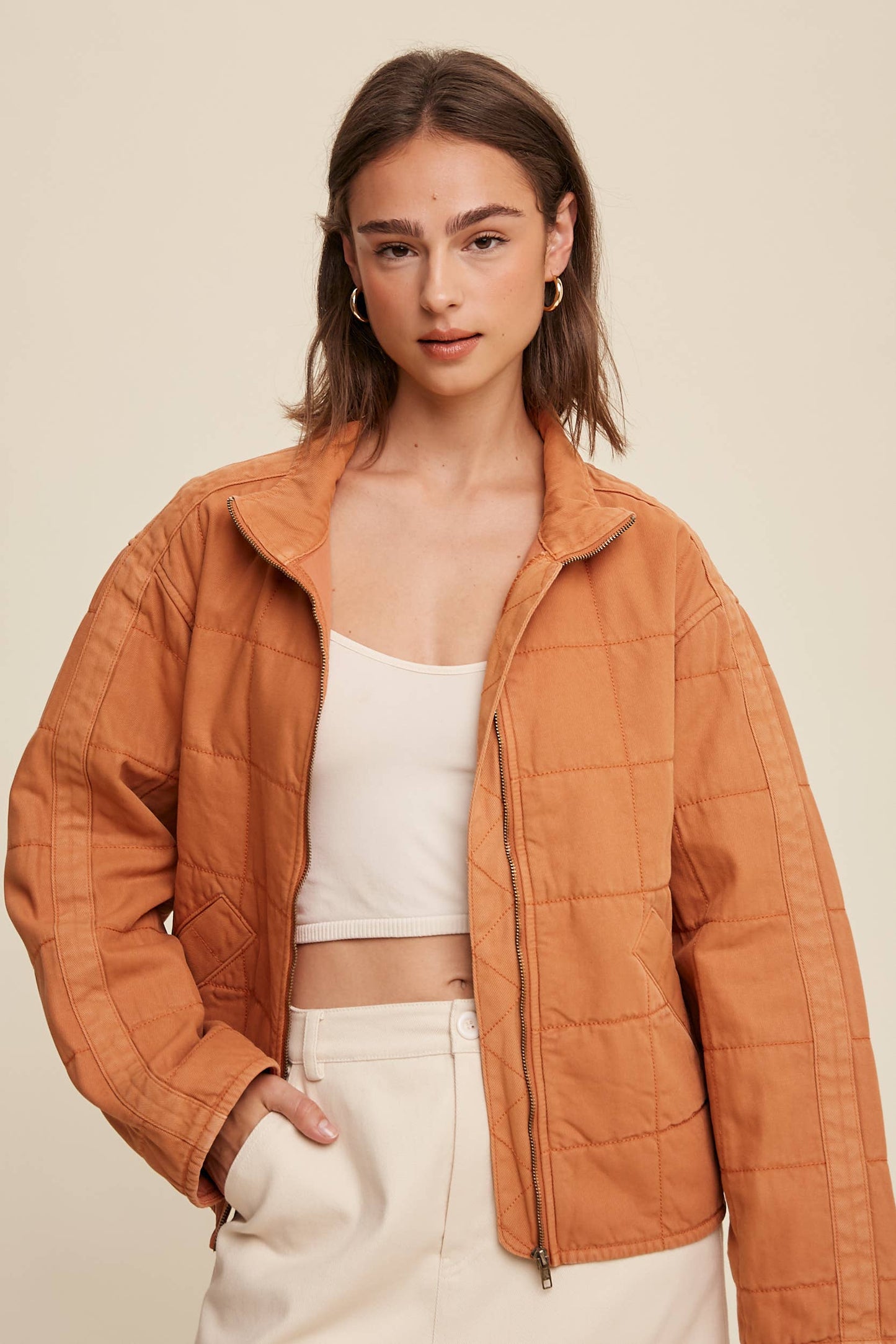 Quilted Cotton Zip Jacket