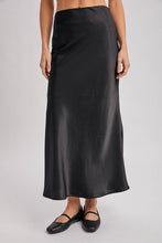 Load image into Gallery viewer, Black Satin Midi Skirt Black
